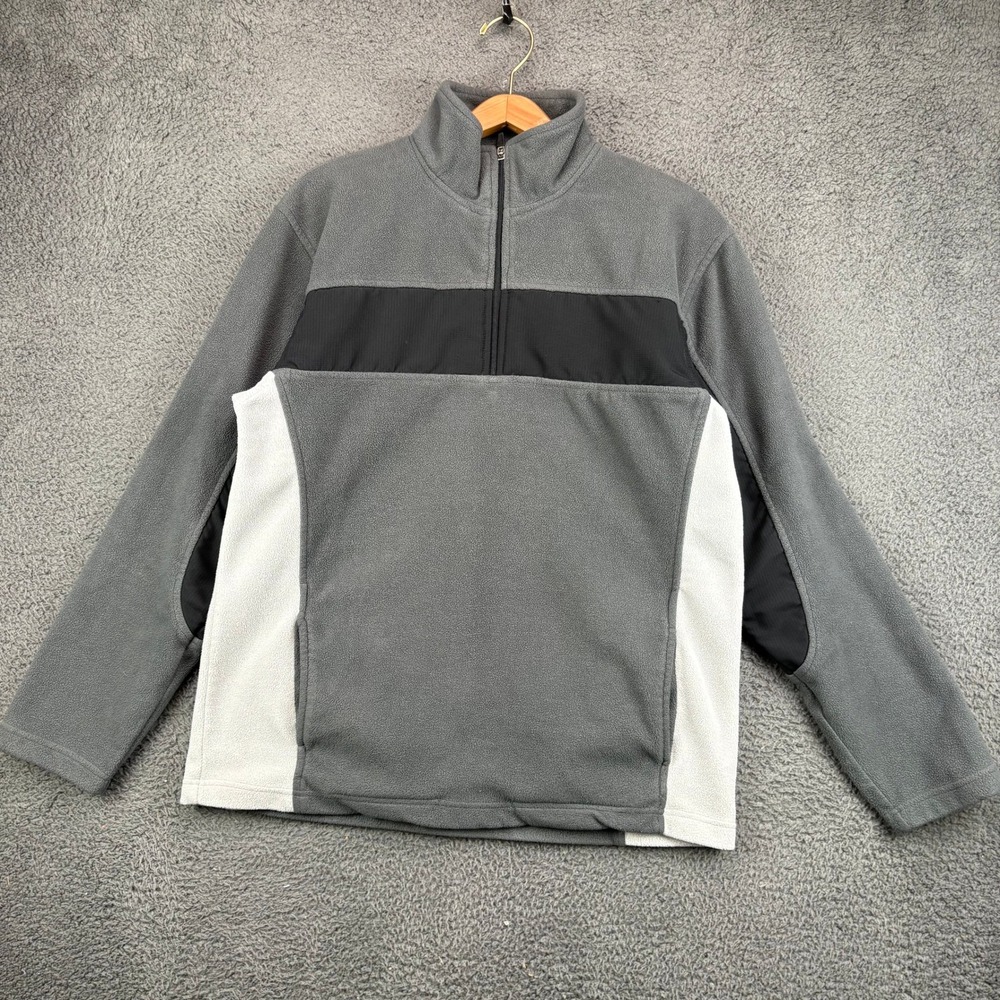 Graphite Sport‎ Mens Small Gray Black White Quarter Zip Fleece Pullover Jacket